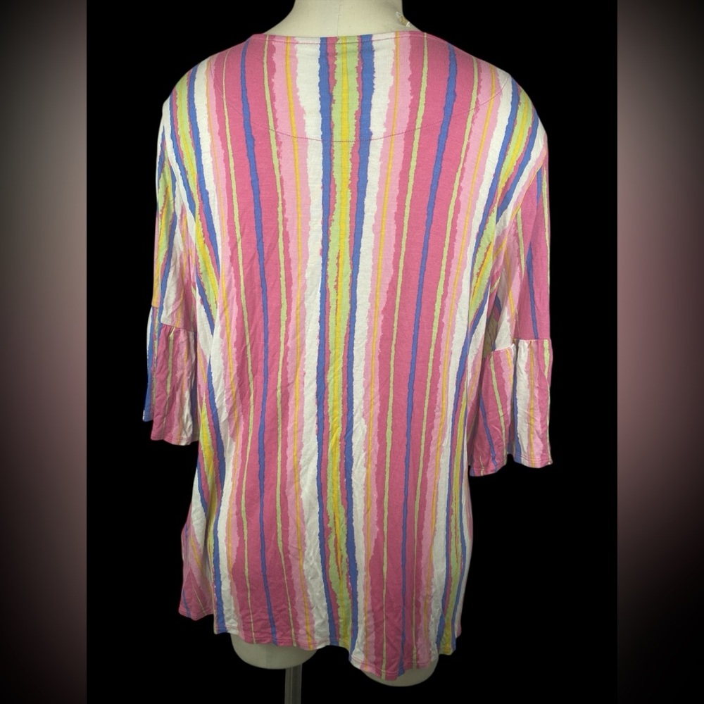 Ruby Rd. Colorful Striped Women's Top Large - Picture 2 of 3